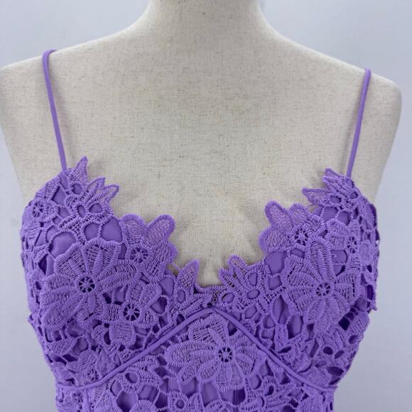 Donna Morgan Lavender Lace Dress Straps Lavender US 8 Romantic Babydoll Brunch - Picture 2 of 11